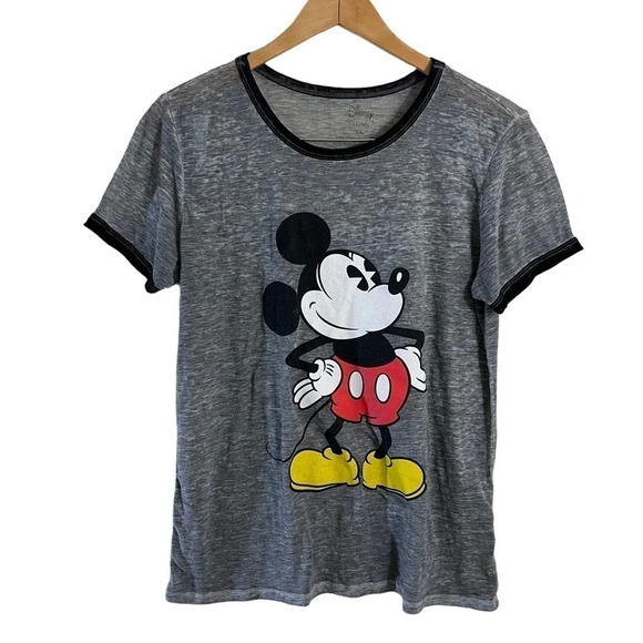 Disney Mickey Mouse Graphic Shirt Size XL Gray Short Sleeves Thin Lightweight - Picture 1 of 6